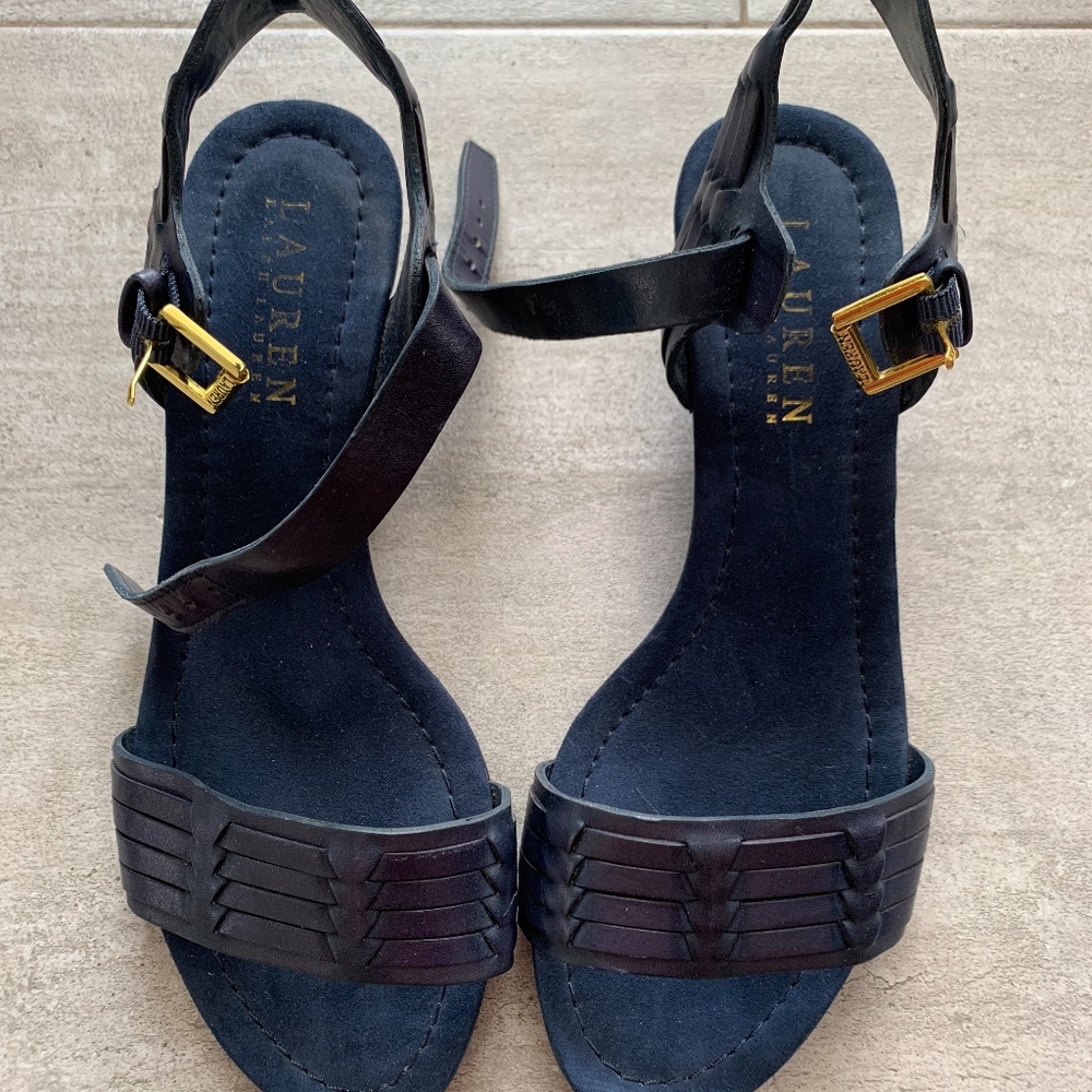 Lauren by Ralph Lauren Dress Sandal, Navy, Size 6B